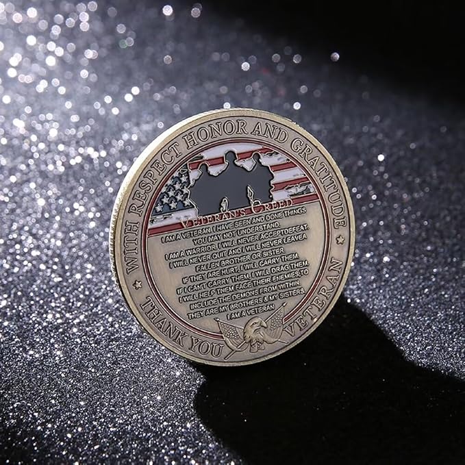Military Veterans Creed Challenge Coin with Gift Box Military Coin Gift Thank You for Your Service Veterans are My Brothers