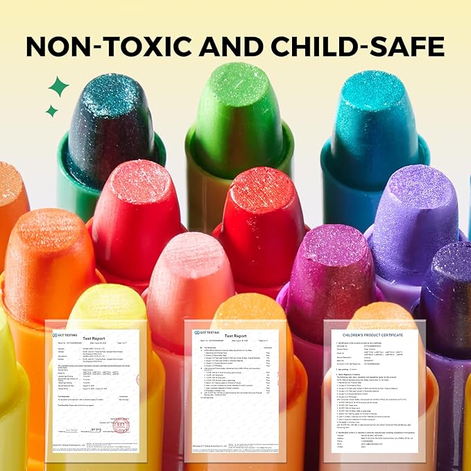 Jar Melo Glitter Crayons for Toddlers 1-3, Non-Toxic Washable Crayons for Kids, Ultra-Silky and Twist, Ideal Coloring Gift for Boys and Girls, 24 Colors