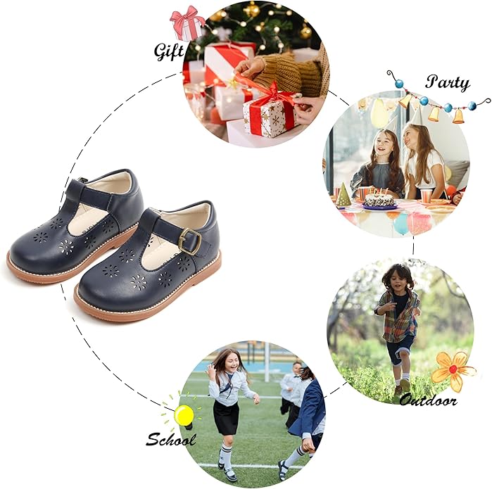 Felix & Flora Toddler Little Girl Mary Jane Dress Shoes - Ballet Flats for Girl Party School Shoes