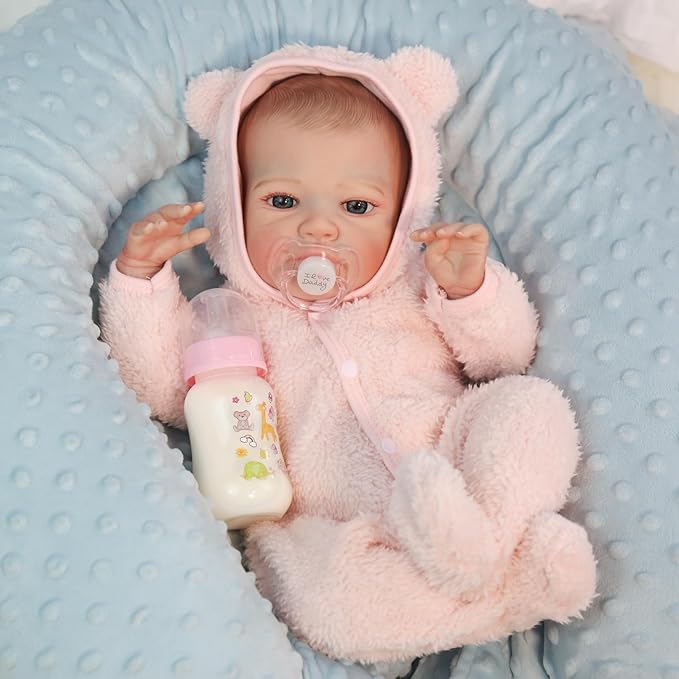 WOOROY Realistic Reborn Baby Dolls Girl- 20 Inch Lifelike Newborn Dolls with Red Hair and Open Eyes, Weighted Cloth Body Real Life Baby Doll with Accessories and Gift Box for Kids 3+