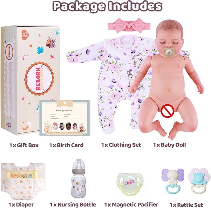 BABESIDE 20-Inch Lifelike Reborn Baby Doll with Vinyl Body – Realistic Poseable Newborn Doll with Accessories for 3+ Year Old Girls – Perfect for Pretend Play and Collecting