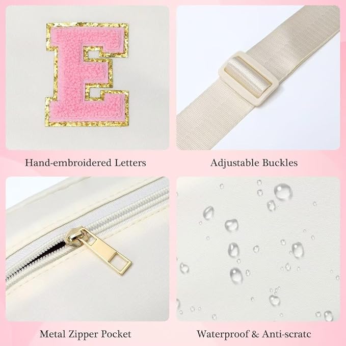 YOOLIFE Gifts for Kids Teen Girls - 3 4 5 6 7 8 9 10 11 12 Year Old Girl Birthday Gifts, Initial Fanny Pack Belt Bag, Beige E