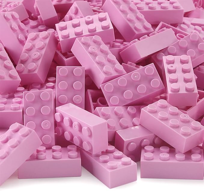 Feleph 100pcs 2x4 Bricks Bright Pink Pieces Parts Classic Building kit Play Set Basic Blocks Toy Compatible with 3001 Major Brands