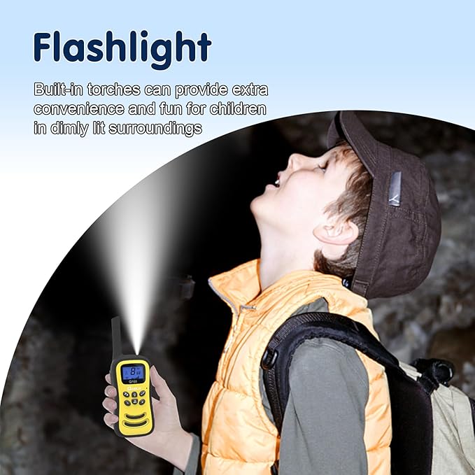QUOLIX Walkie Talkies for Kids 2 Pack, Rechargeable Kids Walkie Talkies Toy for 3-12 YrO Boys, Long Range Walkie Talkie with 22 Channels & Flashlight Birthday Gifts for Xmas Outdoor Adventure