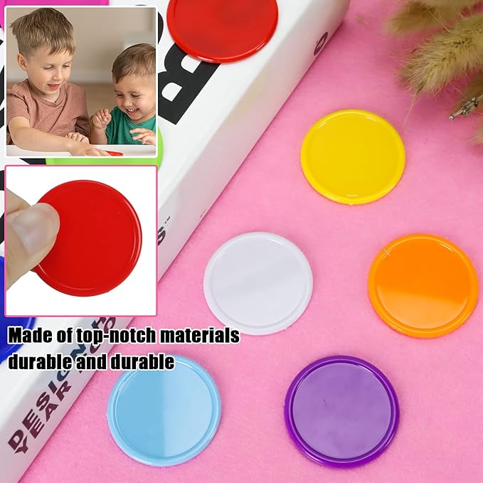 250 PCS Poker Card Game Chips, 37mm Plastic Poker Chips Bulk, Learning Counters Disks Chip for Math Counting, 10 Colors