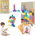 Montessori Brain Blocks, Colored 3D Wooden Russian Puzzle, Develops Logic & Spatial Reasoning, Wooden Stacking Puzzle Giant Board Game, Open-Ended Play Thinking for Boys and Girls (B)