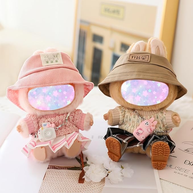 17cm Doll Clothes Set, 5 Pieces Dress Outfit Set for 6.7inch Doll Suit, Fashion Chic Hat & Clothes Accessories for 1st/2nd/3rd Gen Dolls Play & Display Brown