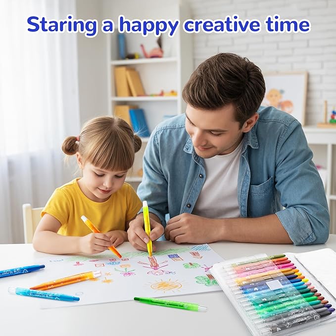 M&G 36 Colors Twist Gel Crayons for Kids Toddlers,Non-Toxic Watercolor Rainbow Crayons for Glass and Paper with Clear Plastic Crayon Case,Twist-Up Gel Crayon Set