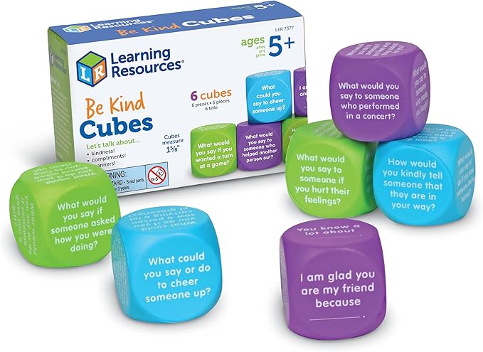 Learning Resources Be Kind Cubes, 6 pieces, Ages 5+ Social Emotional Learning Toys, Speech Therapists Materials, Emotional Intelligence Toys
