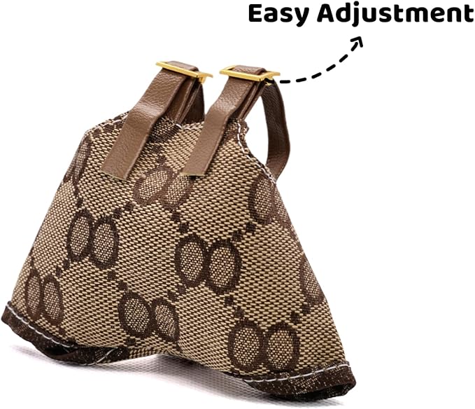 Clothes Compatible with Labubu 17cm Dolls, Premium Handmade Dolls Accessories with Chic Grid Hat & Rompers & Bag 3 Piece Set, High-End Fashion Outfit for Play & Display, No Doll, Brown