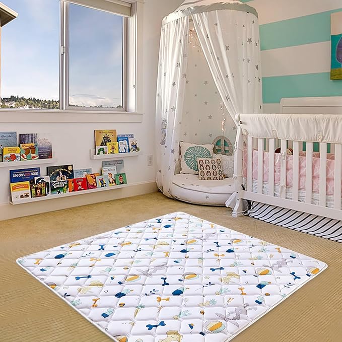 Lilyvibebearhappy Baby Play Mat, 59x59 Inch Thicker and Larger Non-Slip Cushioning Foam Playmats for Babies,Toddlers, Infants, Play & Tummy Time, Foldable and Machine Washable Baby Mat for Floor
