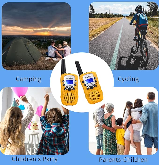 Retevis RT388 Kids Walkie Talkies,Toys Gifts for 6-12 Year Old Girls Boys,Long Range Toy Walkie Talkie,Birthday Gifts Outdoor Camping(Yellow 1 Pair)