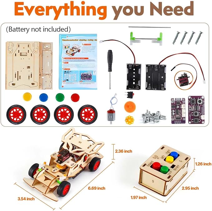 STEM Science Kits for Kids Age 8-12 - Building Remote Control Model Car Kits, 8 9 10 Year Old Teen Boys Gifts - 3D Wooden Puzzles Toys for Ages 8-13 - DIY STEM Crafts Educational Toys