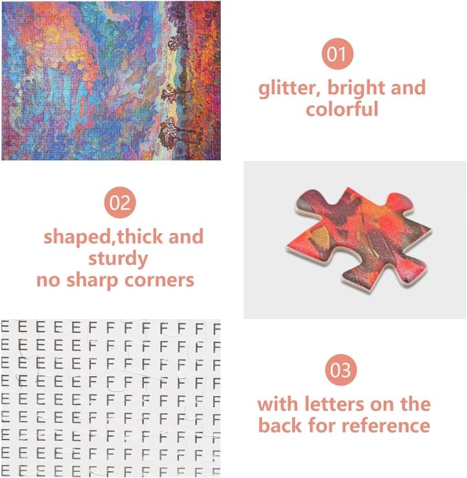 Jigsaw Puzzles 500 Pieces for Adults Glitter Abstract Sunset Jigsaw Puzzles Challenging Puzzle Game with Letters on The Back (20.5'' x 15'')