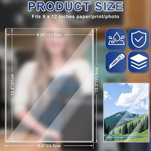 10PCS 9" x 12" Rigid Print Protectors Clear Plastic Sheet Protectors, Heavy Duty Top Loading Document Holder, Menu Cover, Photo Poster Sleeves Hard Plastic Sleeves for Paper Art Prints
