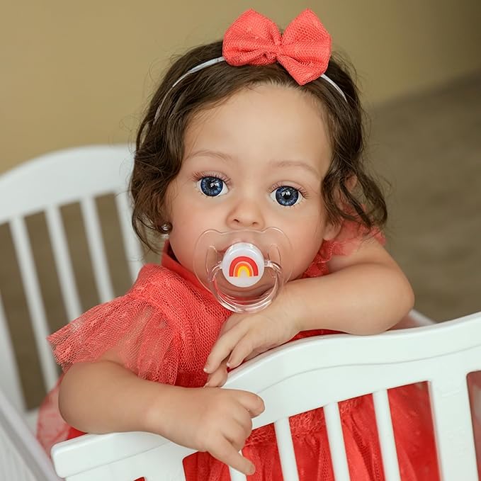 SCOM Lifelike Reborn Baby Dolls - 20 Inch Realistic-Newborn Baby Doll Girl Silicone Real Life Baby Dolls with Soft Weighted Body, Poseable Real Baby Reborn Gift Toy for 3+ Years Old Kids