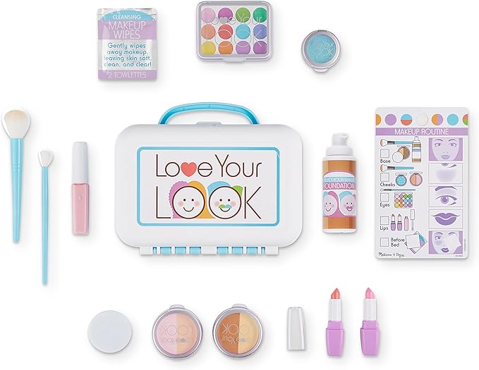 Melissa & Doug Love Your Look Pretend Makeup Kit Play Set – 16 Pieces for Mess-Free Pretend Play (Does NOT Contain Real Cosmetics)