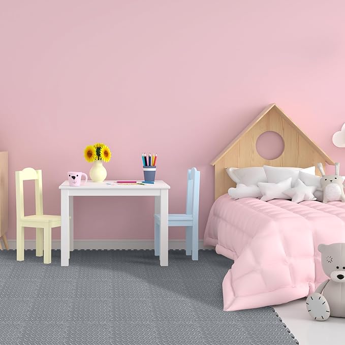 Shihanee 16 Pcs Foam Floor Baby Tiles 11.81 x 11.81 inches Foam Floor Mats Play Mats Bulk with Borders Interlocking for Kids Baby Playroom Nursery Gym（Gray）