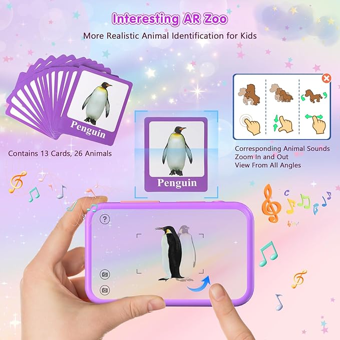 VATOS Kids Smart Phone Toy for Girls Boys 3 4 5 6 7 8 9 Years Old, 4" Large Touchscreen Mermaid Style Kids Cell Phone with Dual Camera, Music Player, Puzzle Game, 8GB Memory Learning Toy Birthday Gift