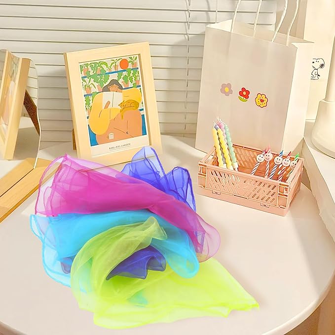12 Colorful Scarves Play Dance Sensory Juggling Scarves Play Silks Rainbow Scarf Lightweight Thin Square Festival Scarf Game Magic Tricks Performance