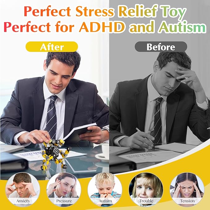 Transformable Fidget Spinners 3 Pcs for Kids and Adults Stress Relief Sensory Toys for Boys and Girls Fingertip Gyros for Party Favors Goodie Bag Stuffers for Kids