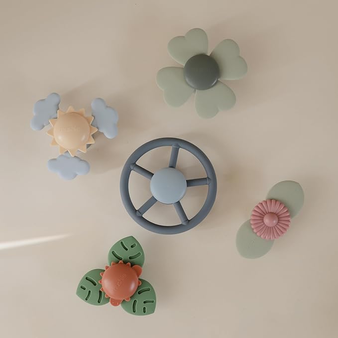 mushie Wheel Suction Spinner Toy | Toddler Sensory Toys for Bath & Play