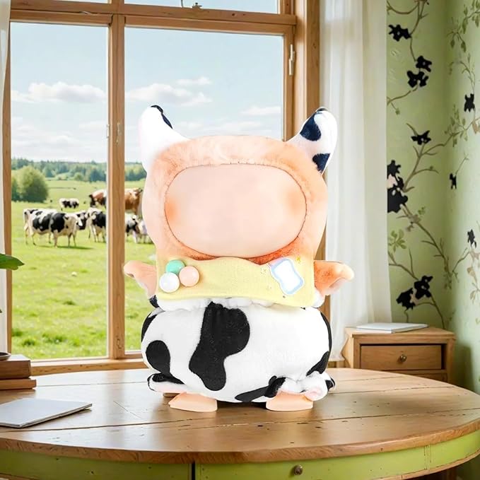 17cm Doll Clothes ,Accessories for Cute Dolls Clothes , Animal Style Doll's Outfits , 3 Pieces Set Cute Cow Dolls Outfit with Adorable Pant + Beaded Bib + Horn Headband (Doll Not Included)