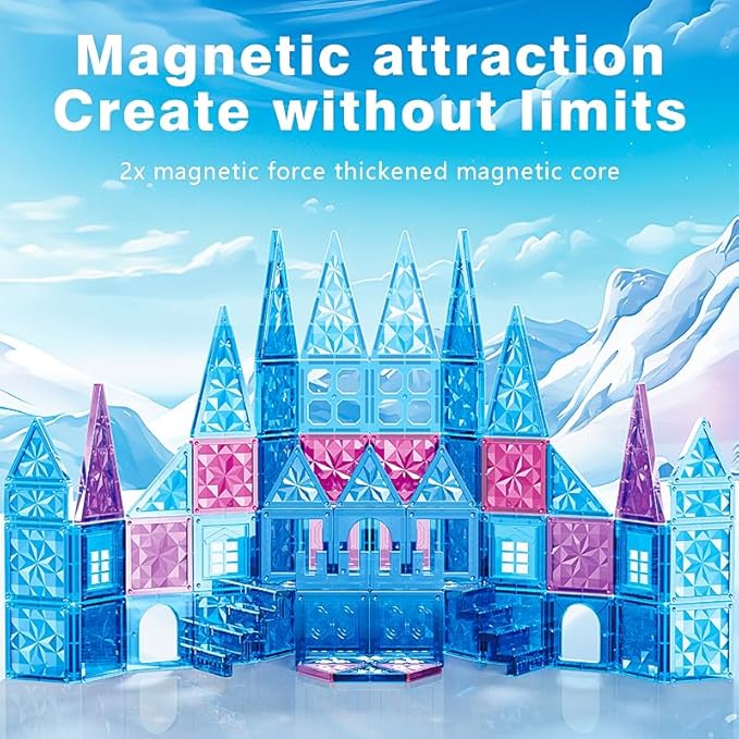 Magnetic Tiles 3D Diamond 102pcs Set | STEM Building Blocks for Kids | Montessori-Inspired Educational Toys | Magnet Building Set for Toddler Learning & Creativity | Gifts for Boys & Girls Ages 3+