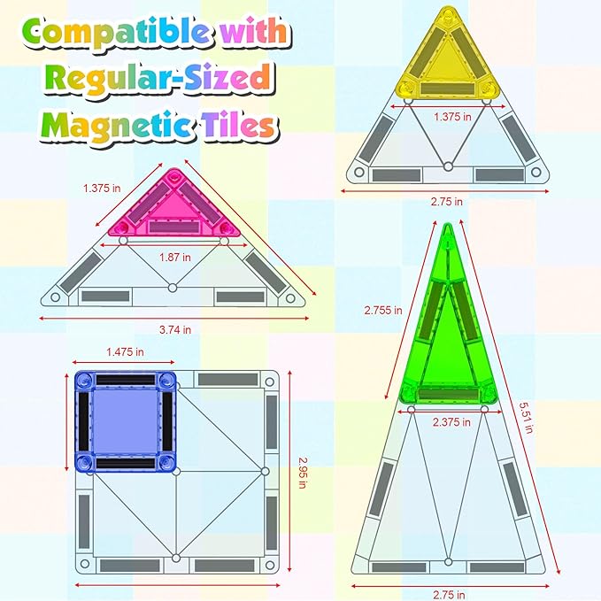 Mini Magnetic Tiles with Iron Box, 40 PCS Travel Magnetic Tiles, STEM Educational Building Set Construction Toys for Kids Ages 3+, Portable Building Toys for Toddlers, Boys & Girls Birthday Gift