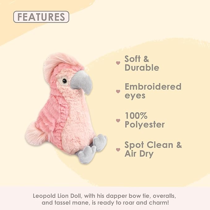 MON AMI Lulu The Cockatoo Parrot Plush – 11”, Cute Parrot Stuffed Animal, Use as Toy/Nursery Room Décor, Great for Kids of All Ages