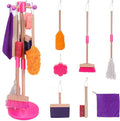 MASTERTOP Kids Cleaning Set 8 Piece, Detachable Toys for Toddlers, Broom Dustpan Mop Brush Duster Rag Sponge and Hanging Stand, Pretend Play Household Tools Gifts for Age 3-8