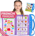 ZeenKind French English Talking Learning Book for Kids 2 3 4 5 6 Years Old, Learn French Interactive Audio Sound Books for Toddlers, Francais Educational Electronic Toys, Bilingual Musical Toy