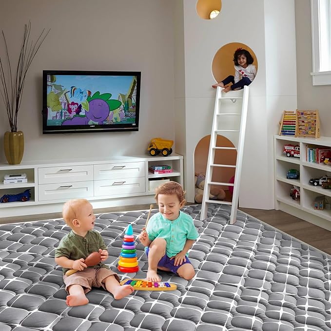 Baby Play Mat - 79" X 63",Premium Thicker Foam One-Piece Crawling Mat, Machine Washable, Extra Large Anti-Slip Activity Playmat for Babies, Toddlers & Infants