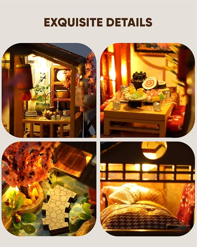 DIY Miniature House Kit, Mini House Kit for Beginners, DIY Dollhouse Kit for Adults to Build, Model Building Craft Diorama Kit, Ideal Gifts for Birthday, Christmas(Japanese Garden House)
