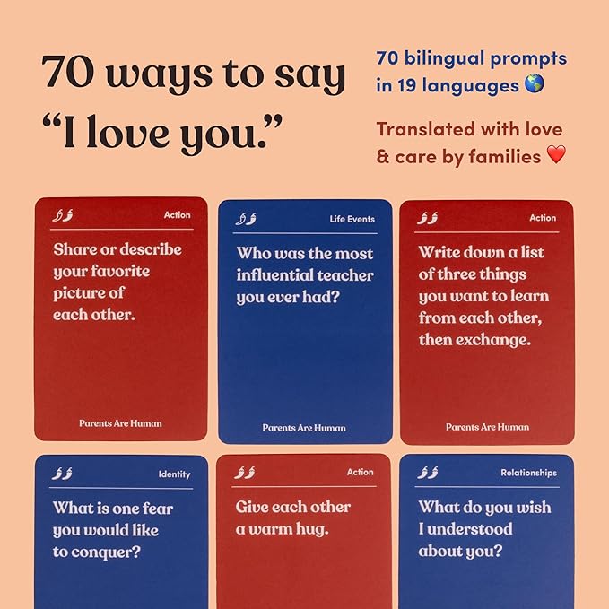 Parents Are Human, Relationship Cards, Get to Know Each Other Better, Parents, Families, Teens & Kids Relationship Building, Light & Deep Questions, 70 Questions & Activity Cards, English + Korean
