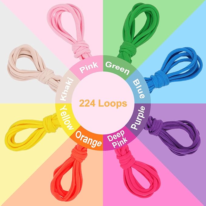 FUNiOi 224 PCS Weaving Loom Loops Refill for Potholder Weaving Craft Kit, DIY Arts and Crafts Loops Supplies for Kids Beginners, for Girls Age 6 7 8-12 13 Years Old