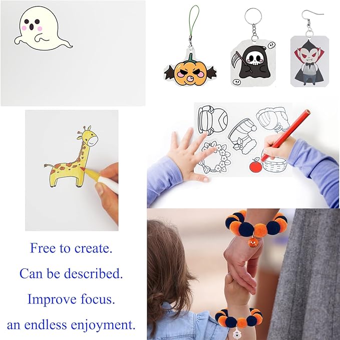AncBace Heat Shrink Plastic Sheets Shrink Film Papers Kit Patterned Sheets Frosted Shrink Paper Sheet 171 PCS DIY Ornaments Keychains Making for Creative Art and Craft (8 x 5.7inch)