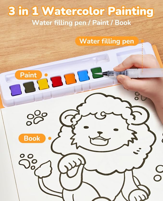 JoyCat Paint with Water Coloring Books for Toddlers, Watercolor Painting Sets for Kids Ages 3-5 4-8, Arts and Crafts Drawing Activities Toy Birthday Gift for Boys Girls (Common Knowledge)