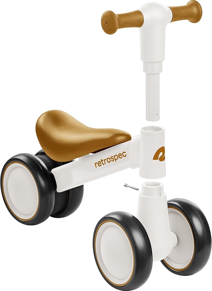 Retrospec Cricket 2 Baby Walker Balance Bike with 4 Wheels - Safe Learning Toy for Ages 12-24 Months - Scratch-Resistant Indoor Outdoor Toddler Riding Toy with Steering Limit & Soft Grips