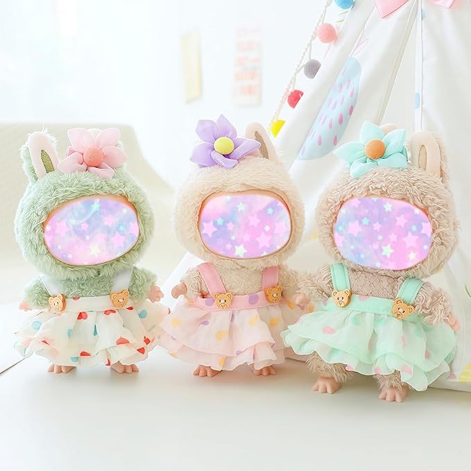 17cm Doll Clothes Set, 3 Pieces Dress Outfit Set for 6.7inch Doll Suit, Fashion Chic Hat & Clothes Accessories for 1st/2nd/3rd Gen Dolls Play & Display Light Green