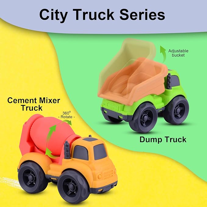 Dump Truck Toys for 3 Year Old Boys, BPA Free, Phthalates Free, PVC, Dump Truck, Mixer Cement, Easter Christmas Birthday Gifts for 2 3 4 Year Boy Girl. Dishwasher Safe,Recycled Plastic (green)