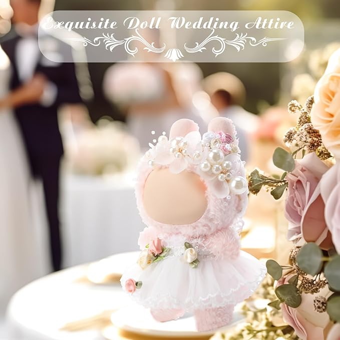 3 Pcs Wedding Outfits Dress for 6.7 Inches Doll Wedding Clothe Set Include Cute Headpiece Popular Dress Accessories, No Doll (Classic Style,White)