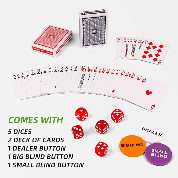 Poker Chip Set - 500PCS Poker Chips with Aluminum Case, 11.5 Gram Chips for Texas Holdem Blackjack(500pcs)