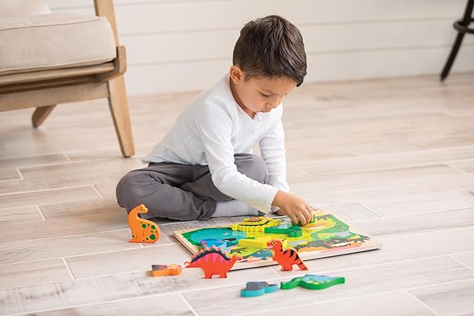 Crocodile Creek Let’s Begin Puzzle - Ten 2-Piece Beginner Puzzles for Ages 2 and Up - Heavy-Duty Storage Canister with Handle - Colorful Jungle Design - Each Puzzle is 6" L x 4" H Finished