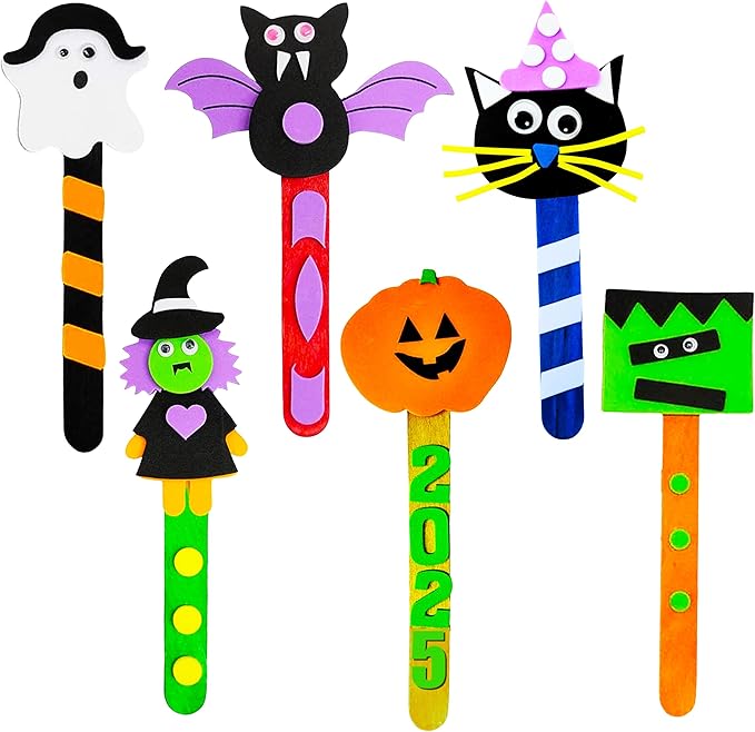 4E's Novelty Halloween Bookmark Craft for Kids - 12 Pack Bulk Kids Halloween Crafts Ages 4-8, 8-12 Halloween Activities for Kids Classroom 2025 Halloween Bookmarks, DIY Foam Halloween Craft Kit