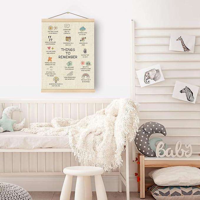 Boat Wades Mental Health Things to Remember Poster Hanger Frame, Inspirational Anxiety Relief Wall Art Hanging Banner Decor for Therapy Office School Counselor Office Calming Corner, 12x16