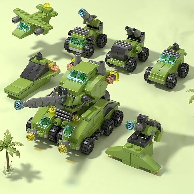 138-Piece Military Building Blocks Set – Army Tank Vehicle Toy with 7 in 1 Transformable Models, STEM Construction Kit for Kids Ages 6-12, Combat Play & Collector’s Display
