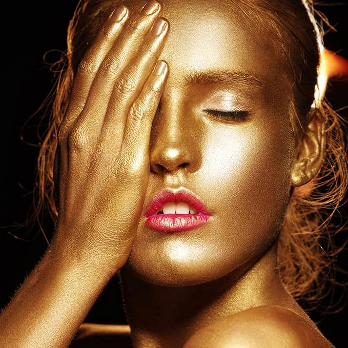 MEICOLY Gold Face Body Paint Stick(1.06 Oz),Cream Blendable Face Paint,Sweatproof Waterproof Body Paint Makeup for Halloween Special Effects SFX Cosplay,Metallic Gold