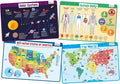 Merka Kids Educational Placemat Set 4-Pack - 17 x 11 in Multicolor Silicone - Washable & Reusable with Secure Grip Backing - Map Placemats for Kids, Solar System, Human Body, World & US Map