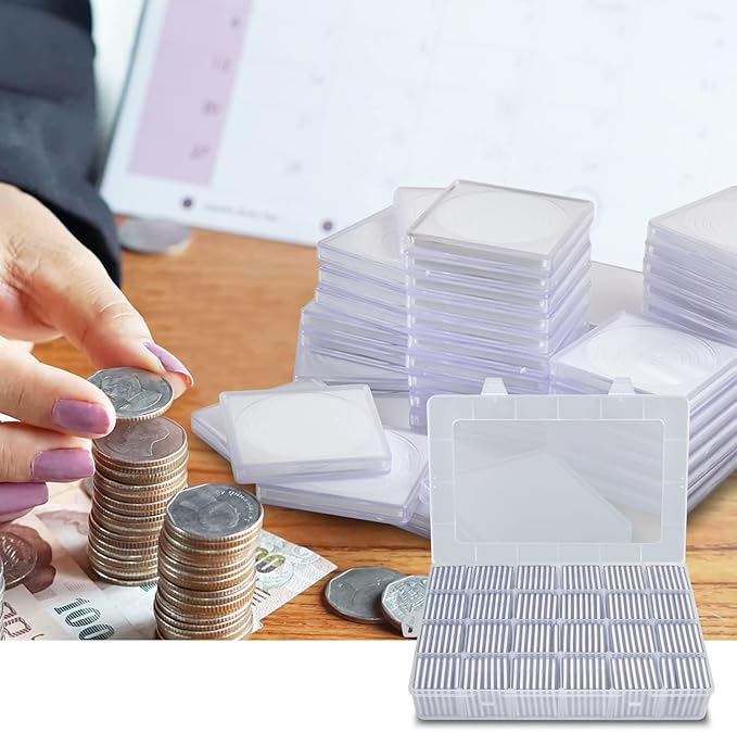Coin Capsules 46mm with Foam Gasket and Plastic Storage Organizer Box, 6 Sizes (20/25/27/30/38/46 mm) Coins Collector Case Holder for Collection Supplies-168 Pieces